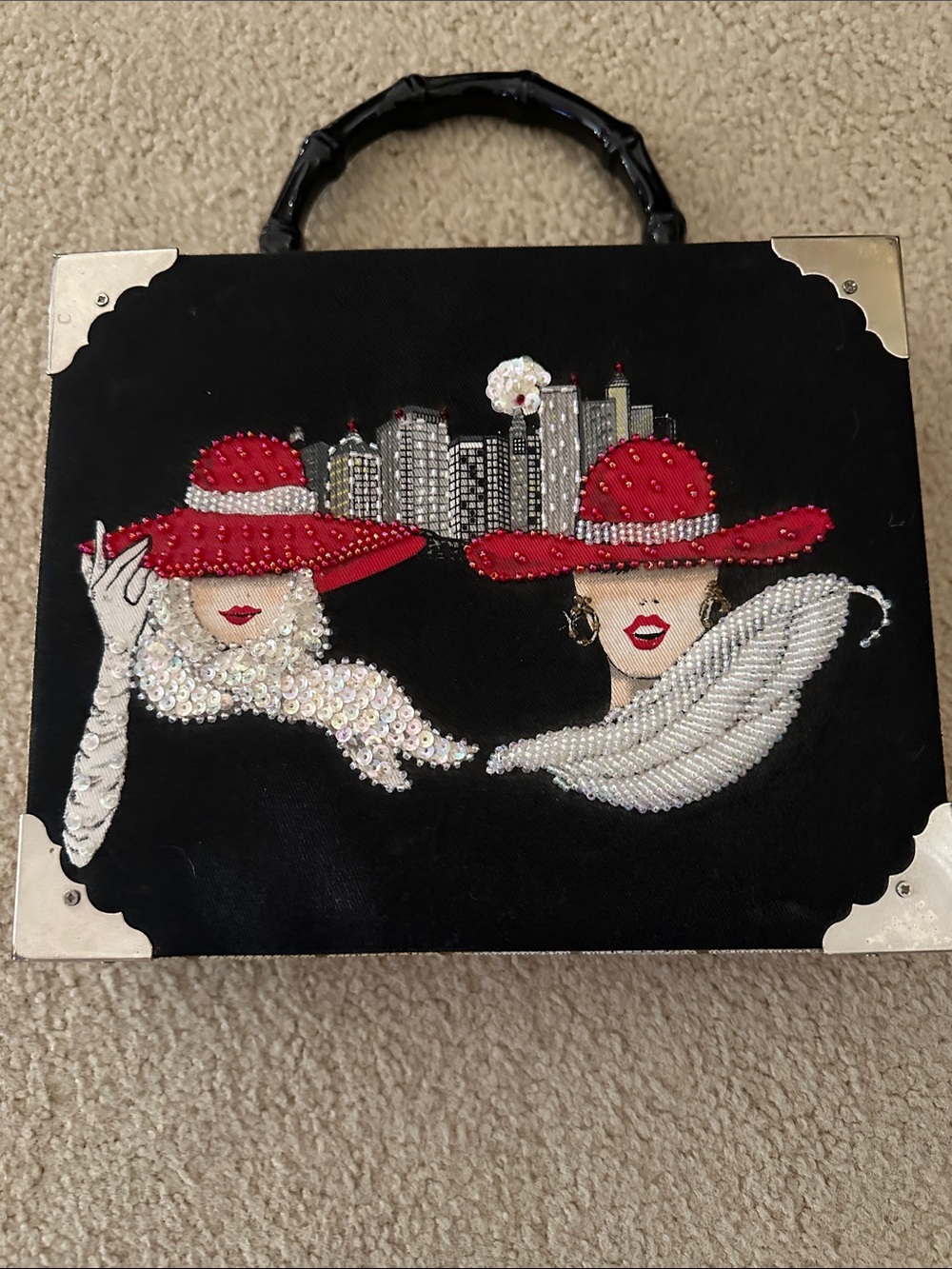 Braciano Cigar Box Purse – Sequined Red Hat Ladies – Night Life